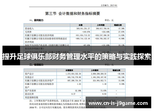 提升足球俱乐部财务管理水平的策略与实践探索